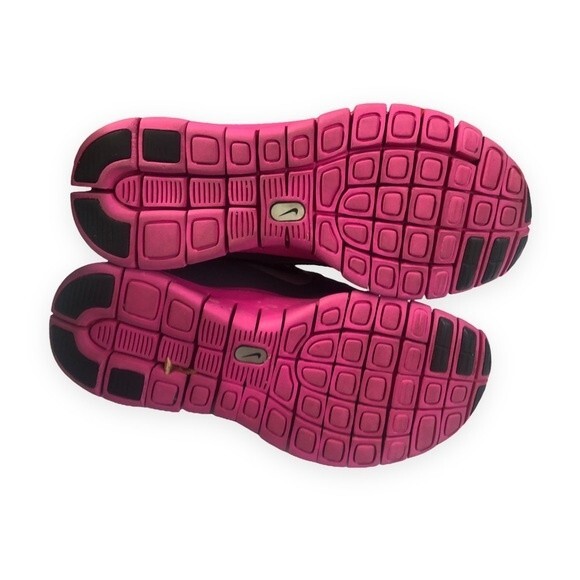 Nike Free Run 5.0 Metallic Silver Mesh Animal Print Fusion Pink Running Shoes - Picture 7 of 10